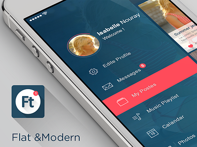 Flat Mobile UI/UX Concept +download chat concept flat mobile app pink transparent ui kit uiux user interface
