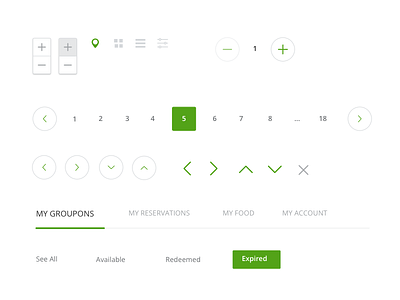 Pagination, Navigation Controls, Steppers, Map Controls clean controls ecommerce groupon icon design iconography icons outlines product design simple sketch ui