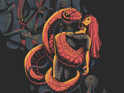 Snake’s bride bright character color dark dramatic girl illustration mystic snake