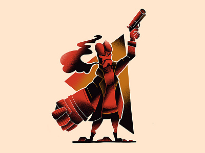 Hellboy bright character characterdesign color comics design fanart film flat geometric gun hellboy hero illustration procreate super superhero