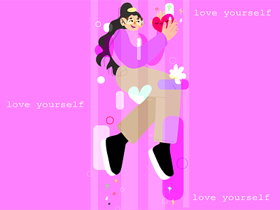 LOVE Yourself ! design fashion flat girl graphic illustration illustrator love motivation vector