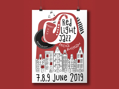 Red Light Jazz Festival - Amsterdam graphic design illustration poster print design