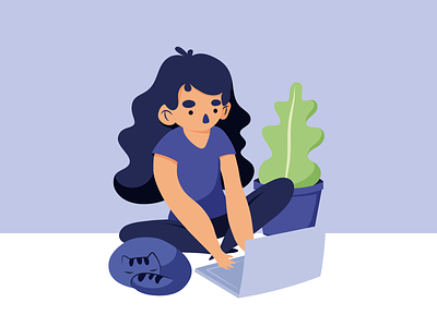 Working lady - Blue Girls design flat illustration ui ux vector website