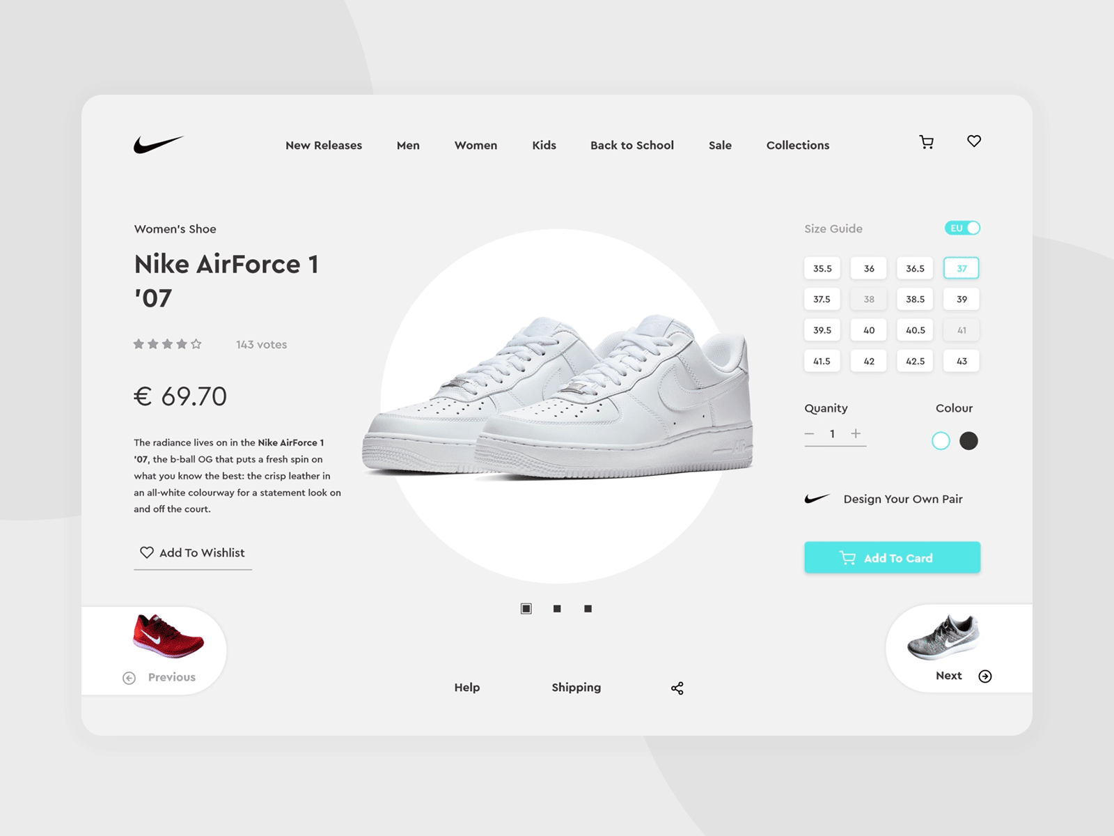 Nike Design Consept animation design desktop ecommerce minimalism shoes sports typography ui ux website