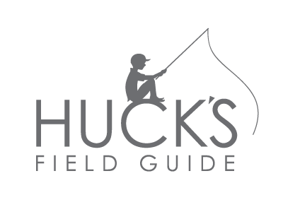 Huck's Field Guide logo boy fishing nostalgia silhouette