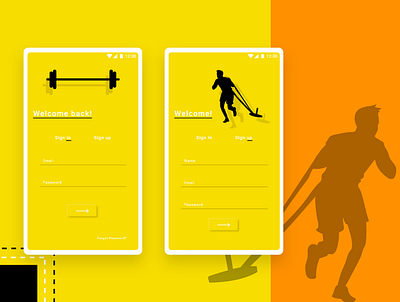 Gym app Log in & Sign up Screen's app design gym gym app icon illustration log in login screen logo screens sign up signup typography ui ux vector