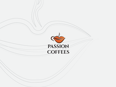 Passion Coffees - LOGO CONCEPT coffees concept creative cup idea lips logo minimal passion sale