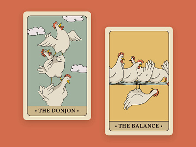 Dungeon & Chickens animal balance bird card chicken deck design dnd donjon drawing dungeon illustration magic tarot tarot card
