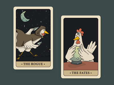 The Rogue and The Fates – Dungeon & Chicken animal cards chicken chicks dnd dungeon dragons fate illustration night tarot