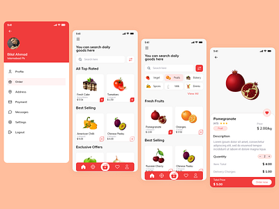 Food and Grocery Delivery App design ui vector