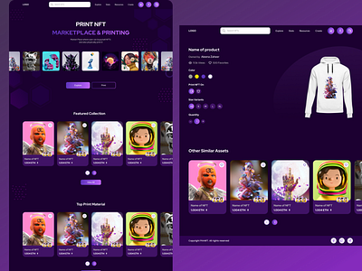 Print NFT Marketplace dark theme design