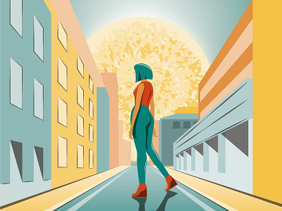 my planet girl illustraion illustration illustrator planet town vector