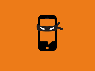 Ninja Phone black cell doodle logo message ninja orange phone sms text