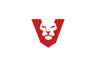 V Lion lion logo red shield v