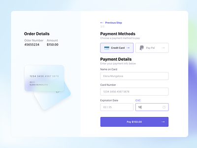 Payment UI Design card credit credit card checkout dailyui finance gradient payment product design ui web design