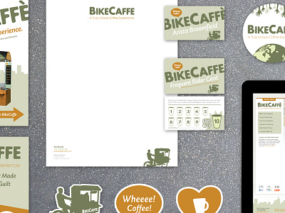 The BikeCaffe Branding branding business cards coaster collateral identity letterhead responsive sign sticker
