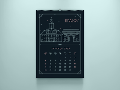 2020 calendar - January 2020 2020 calendar art deco brasov calendar calendar design city illustration design graphic design illustrator print print design prints romania