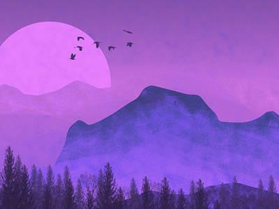 Purple Landscape by Night design illustration landscape night purple