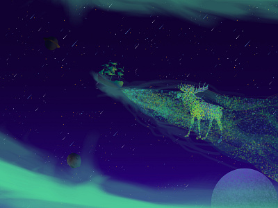 The Flying Dutchman aurora aurora borealis boat design flying dutchman green illustration moose planet space