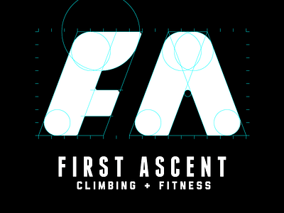 First Ascent Logo gym logo negative space rock climbing