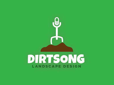 Dirtsong design dirt grass landscaping logo mic shovel yard