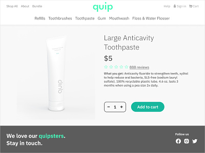 👄 Quip 🪥 toothpaste 🦷 branding design designer getquip market mint onlinestore product page quip store toothpaste ui ux webdesign