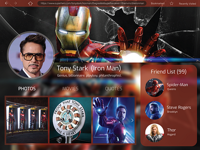 User Profile - Daily UI avengers dailyui design ironman marvel ui web