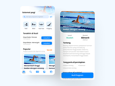 App for learning swim app education learning learning app swim swimming ui uiux