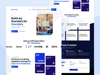 Bay Venture - Capital Venture Website app art blog blue branding capital case studies clean ecommerce nft pitch startup technology ui uiux venture visual web web3 website
