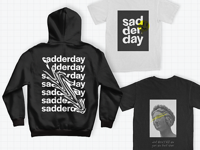 Sadderday Merchandise black and white branding and identity lifestyle brand merch design merchandise streetwear