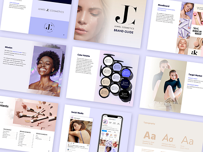 Juwel Brand Guide brand brand guide brand identity branding color palette cosmetics design icon identity light refraction logo photo edit purple startup style guide typography