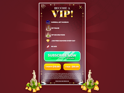 VIP Page Design for a Mobile Game app design game ui game ux interaction design mobile game subscription page ui ux vip page