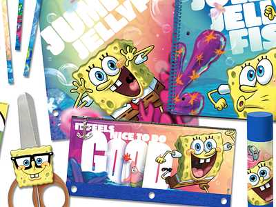 SpongeBob Walgreens Stationary for "Back-To-School" 2014 board cartoon colorful cute design illustration mock up packaging product design products spongebob stationary