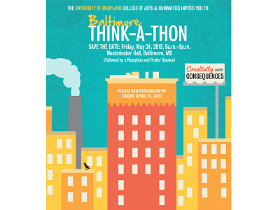 Think-A-Thon Invite baltimore city color design illustration invitation invite think vector