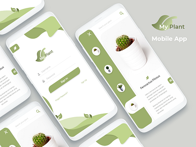 Mobile App - My Plant app design illustration illustrator minimal ui ux web