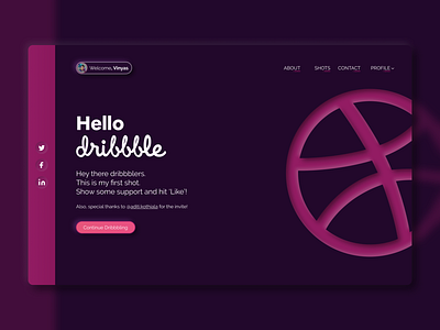 Dribbble Debut debut design desktop dribbble firstshot hello hellodribbble minimal neumorphism ui web webdesign