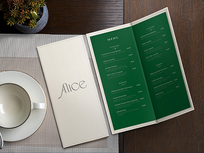 ALICE restaurant // logo & Identity branding design graphic design identity logo menu menu design restaurant typography