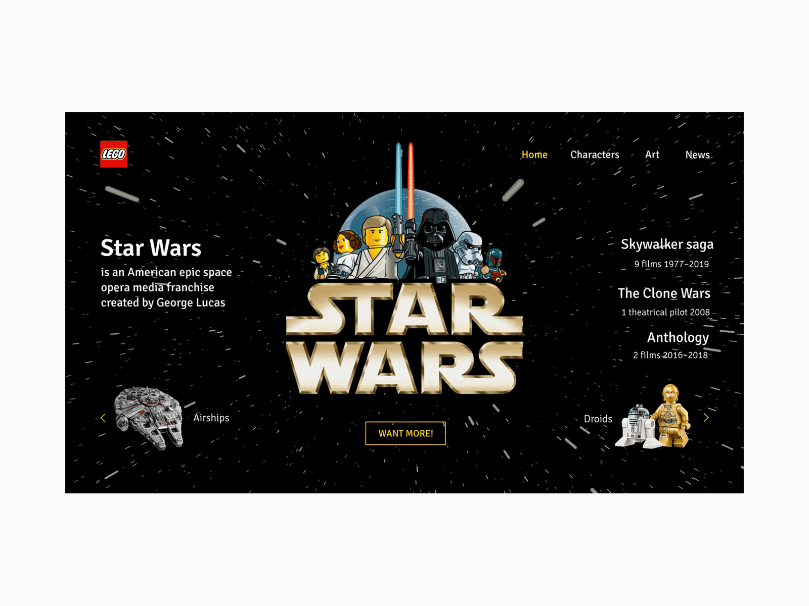 Concept Star Wars Lego animation concept design design lego motion design starwars uianimation uiux webdesign
