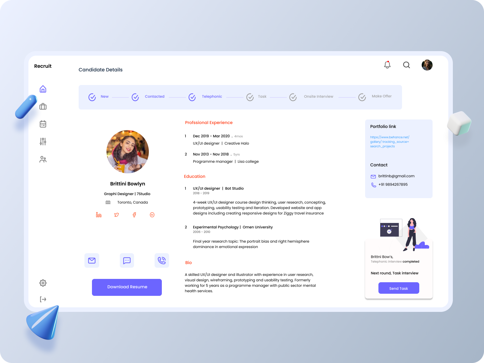 Recruitment application - UX/UI by Lavina K on Dribbble