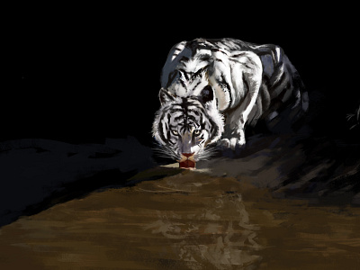 Alone Tiger - Digital Painting graphic design logo ui