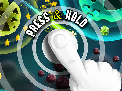 Press & Hold an alien with a magnet explanation finger first level game hand hold intro press tutorial