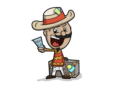 Mexican Travel Guy arriba cartoon guy illustration mexican suitcase travel