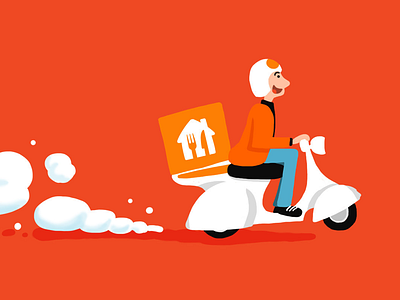 Takeaway Illustrations car delivery guy illustration scooter takeaway thuisbezorgd