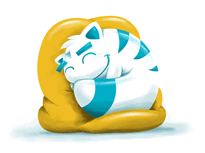 Sleepy Pillow animal blue cartoon fatboy illustration pillow sleepy yellow
