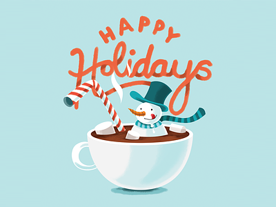 Holidays Card 2017 blue card chocolate christmas holidays cars hot chocolate hot coco illustration milk new year snow snowman