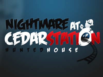 Nightmare at Cedar Station Hunted House bloody ghost haunted horror hunted illustration logo scary station