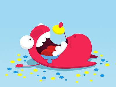 Om nom nom! candy eating fun illustration monster omnomnom pink vector