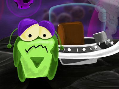 Sad Alien aawam alien an alien with a magnet comic game illustration ios iphone story