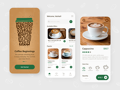 Coffee App Design app app design coffee coffee app coffee mobile app design illu illustration mobile app mobile app design ui ui design uiux ux vector