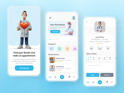 Medicare - Health Mobile App app app design application book appointment design doctor doctors find doctor health heart medical medicine mobile app design ui ui design uiux ux